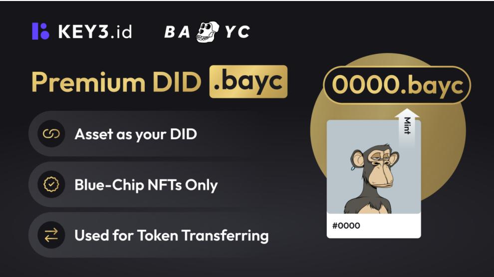 KEY3.id 推出无聊猿域名 .bayc，与蓝筹 NFT 灵魂绑定的数字身份