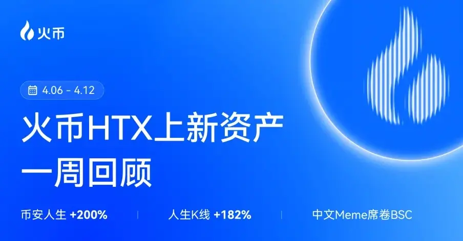 火幣HTX 上新資產一週回顧（4.6—4.12）：幣安人生+200%、人生K線+182%，多賽道強勢領漲