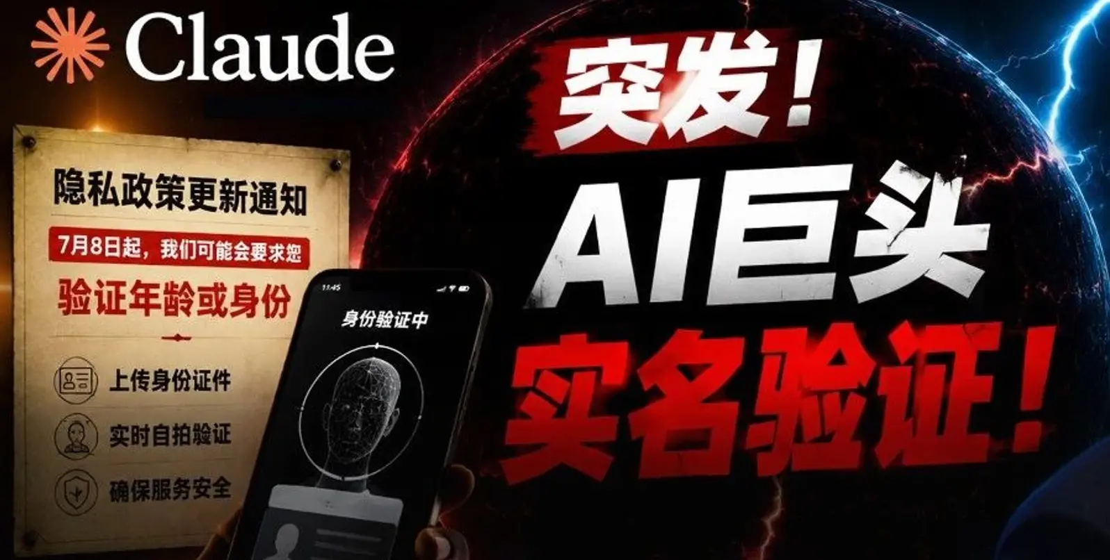 Claude 强制“刷脸查户口”,7月起不交身份证不给用?